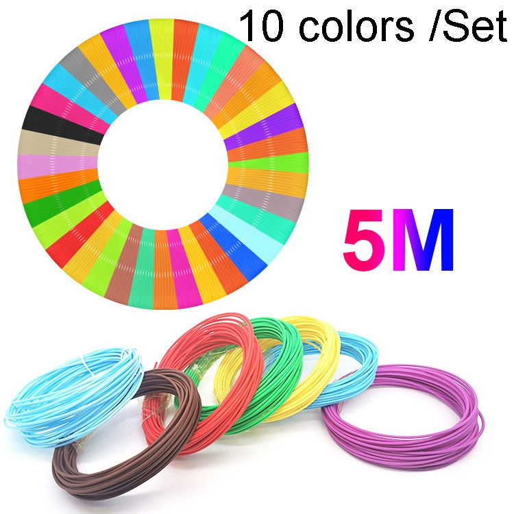 10colors /Set PCL 5m 3D Printing Pen Consumables 1.75mm High Tough Line Material Environmental Raw Material Printing Silk Thread FTBD0604321801B