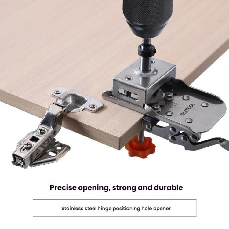 5 In 1 RUITOOL Stainless Steel Hinge Puncher Locator Adjustable Margin Quick Jig Woodworking Closet Door Hinge Punching Tool ETBD0605803501G