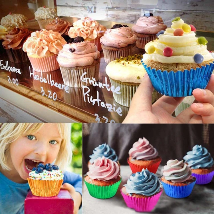 100pcs /Box Muffin Cake Paper Cups Baking Paper Tray Thickened Aluminum Foil Oil-proof Cupcake Liner​ TTBD0605317001AB