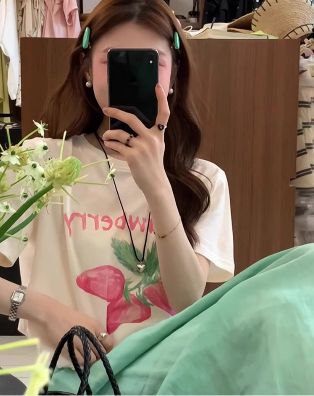short-sleeved t-shirts for women, loose Korean style, trendy spring and summer
