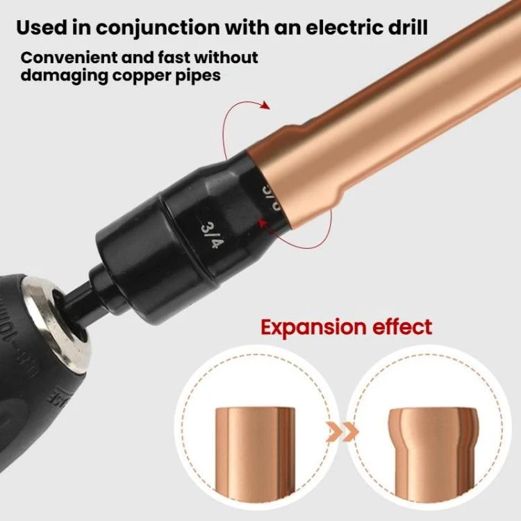 5-in-1 HVAC Tube Expander Tool for 1/4 - 3/4 inch Copper Pipes Electric Drill-Compatible Flaring Kit RTBD0606114201AG