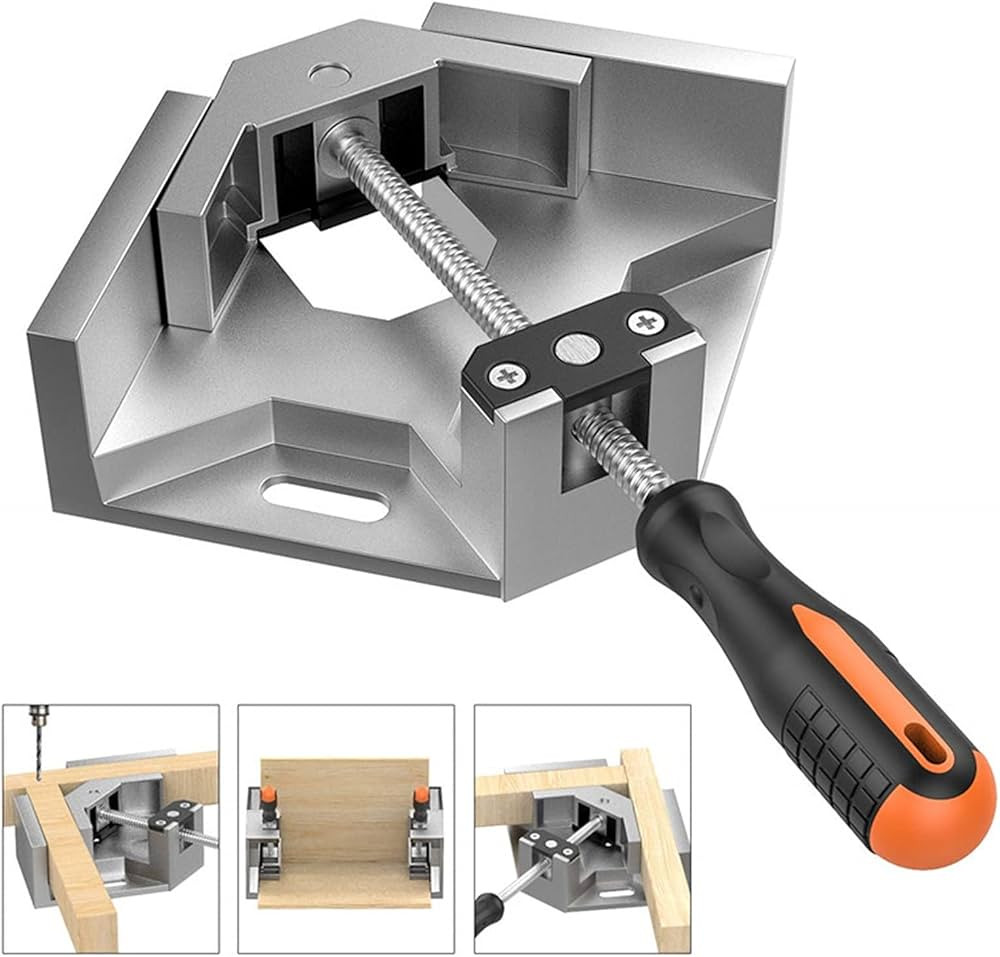 Aluminum Single Handle 90 Degree Right Angle Clamp Angle Clamp Woodworking Frame Clip Right Angle Folder Tool ROG7422G