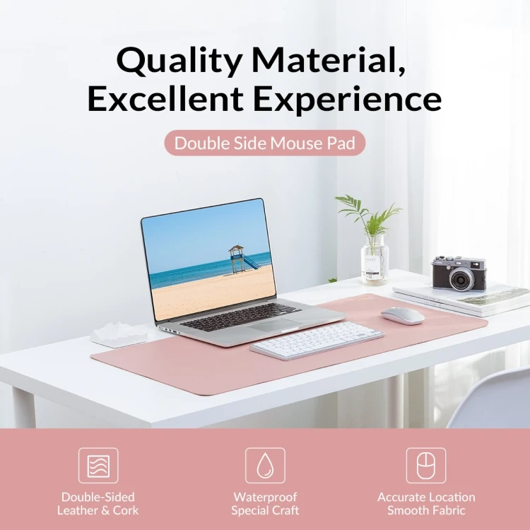 Double Sided Mouse Pad, Size: 300x600mm, Color:Cork + Pink PU CEDA003196602B