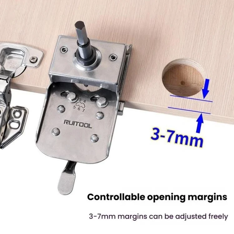 5 In 1 RUITOOL Stainless Steel Hinge Puncher Locator Adjustable Margin Quick Jig Woodworking Closet Door Hinge Punching Tool ETBD0605803501G