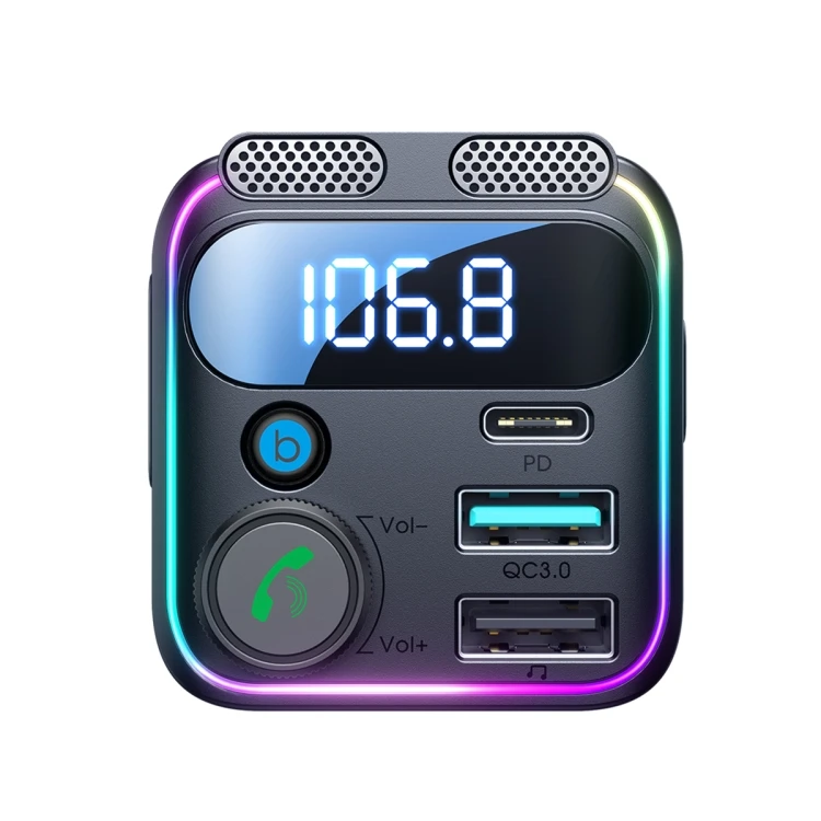 JR-CCB01 48W Dual-Mic Car Wireless FM Transmitter(Black) WEDA005162801AD