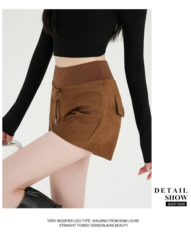 American Retro Suede Shorts High-Waisted A-Line Wide-Leg Boots Pants Women's Clothing Wholesale Women's Clothing Wholesale Apparel Supplier