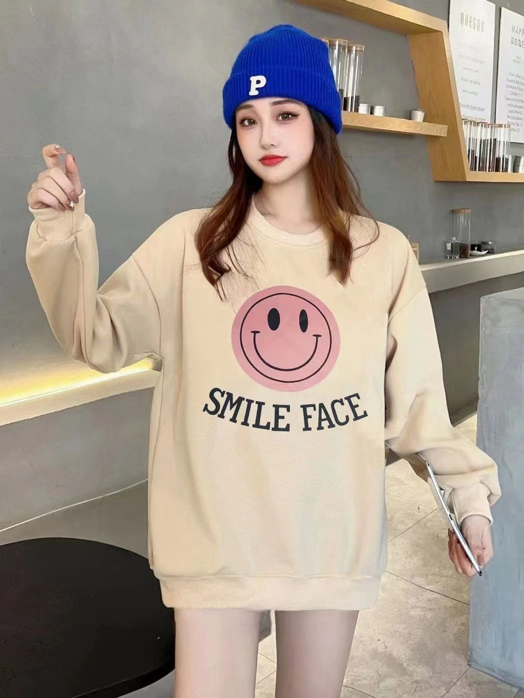 Korean style casual hoodie, women's relaxed and stylish jacket.