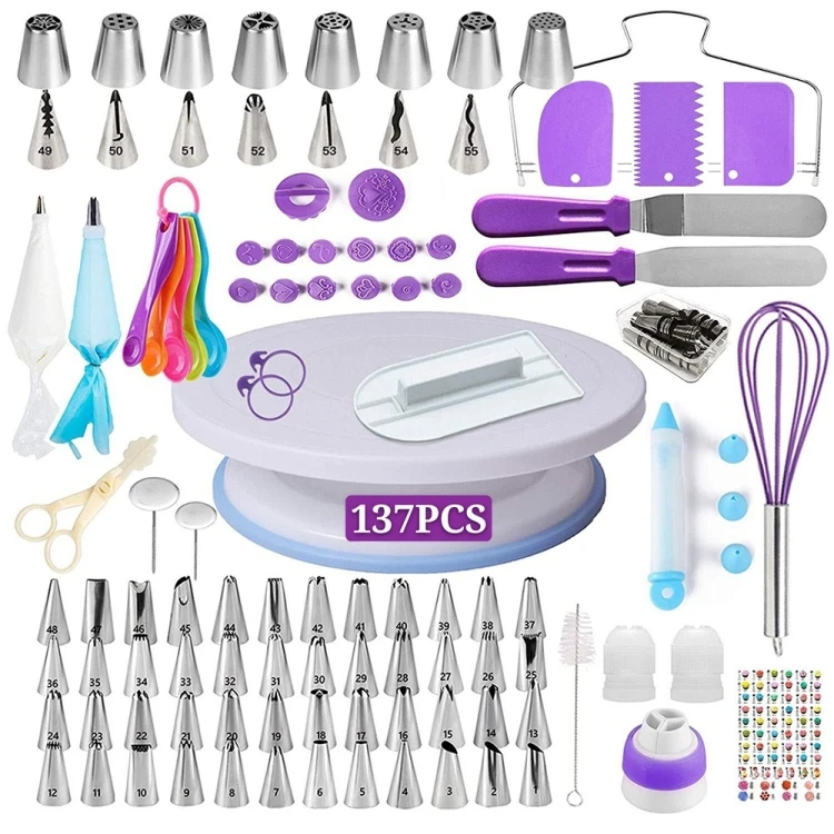 137 in 1 Cake Turntable Set Decorating Mouth Decorating Bag Baking Tool TTBD05486642J
