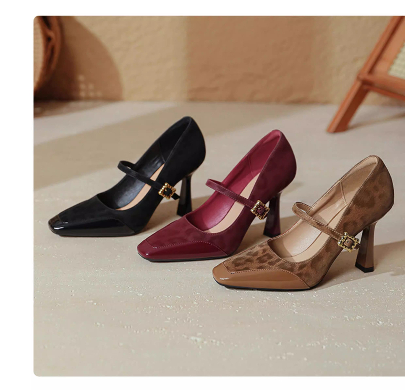 Anti-slip Stiletto Heel Women's One-strap Leopard Print Women's Super Popular INS Single Shoes