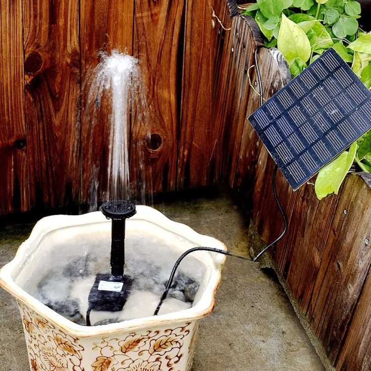 Garden Rockery Decoration Solar Fountain DC Water Pump Suspension Sprinkler(Black) FTBD0327257201AS