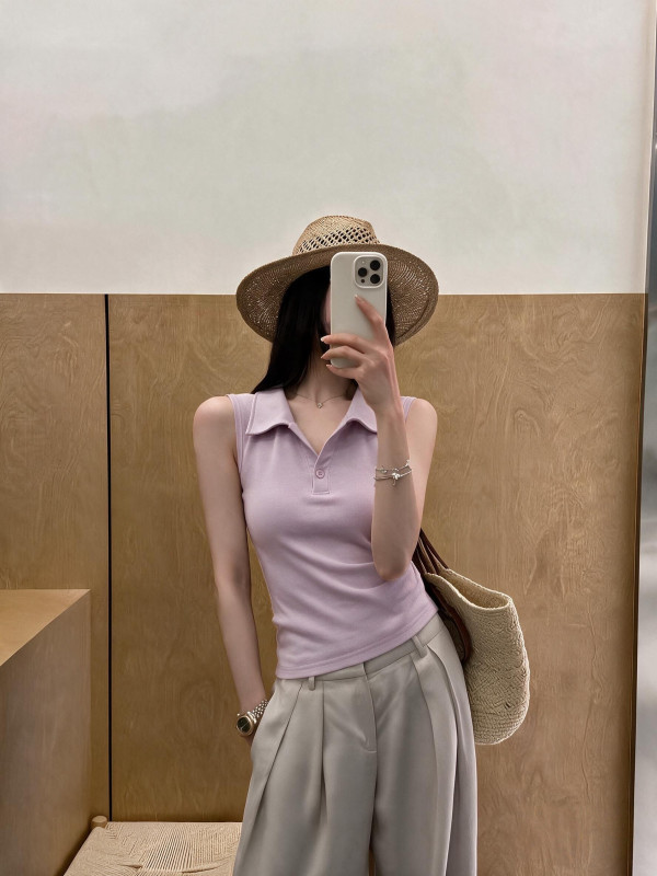 T-shirt vest, French style summer temperament inner layer base shirt, unique slim fit sleeveless top