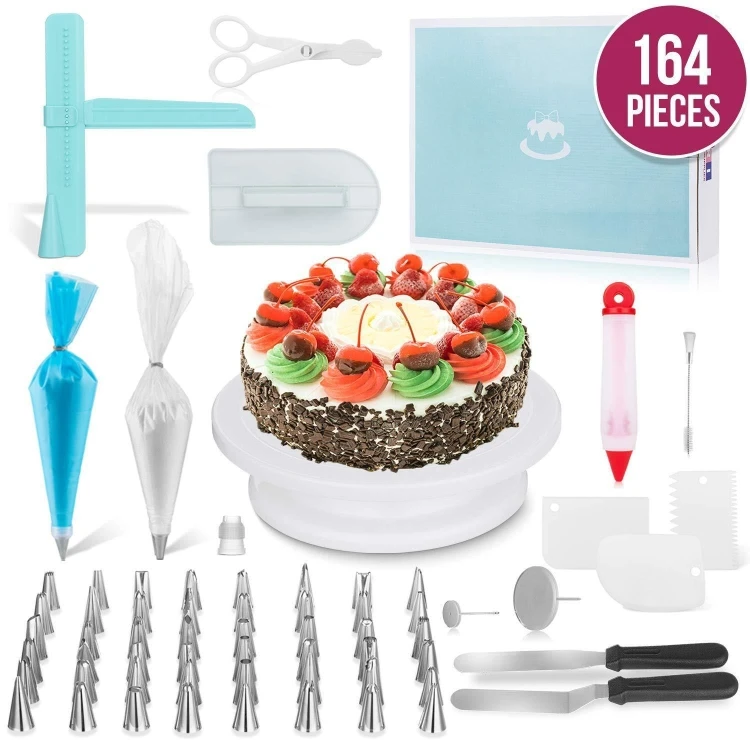 164 in 1 Cake Turntable Set Stainless Steel Decorating Mouth Baking Tools ETBD05348397M