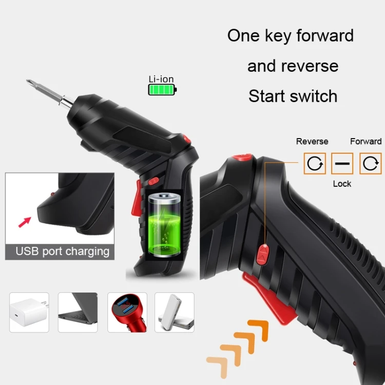 15pcs/set Home Use Mini Rechargeable Multifunction Electric Screwdriver Electric Drill Tool Set RTBD0603995201S
