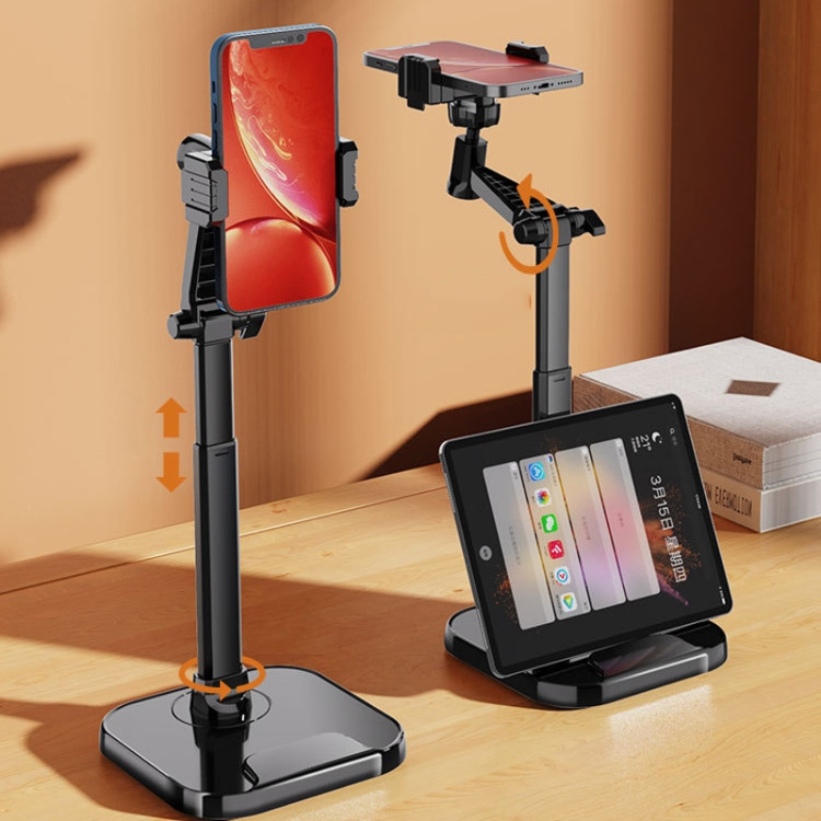 Dual-Position Rotatable Phone And Tablet Stand Retractable Weighted Base Desktop Holder RTBD0605282901B