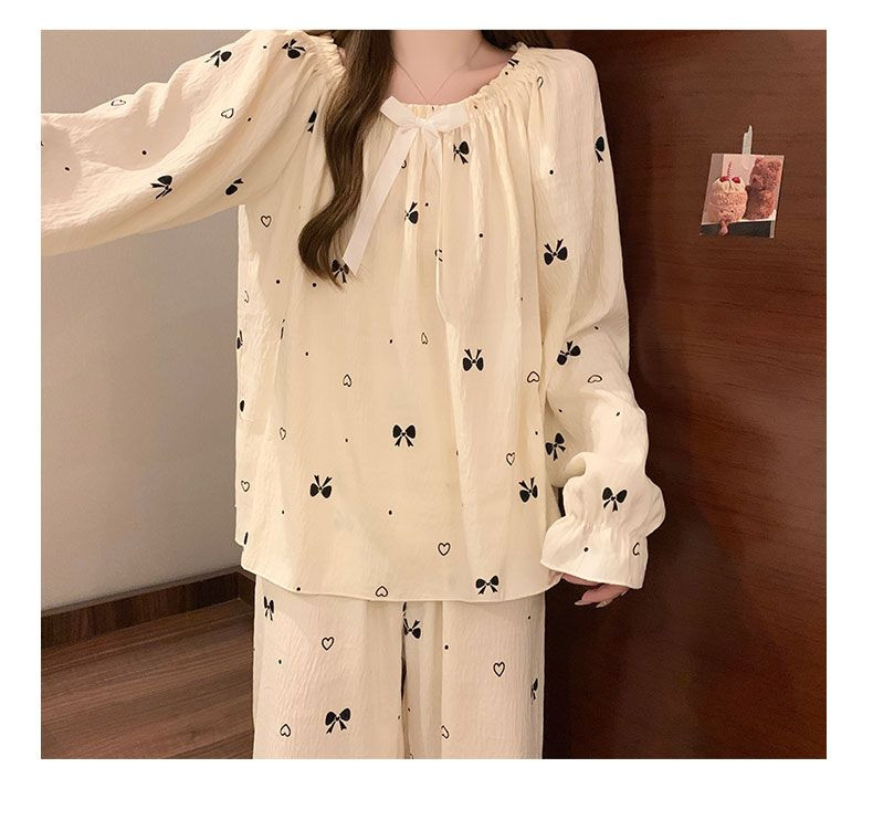 New Cloud Cotton Court Style Pajamas Women's Korean Sweet Loose Cardigan Home Wear Set Clothing