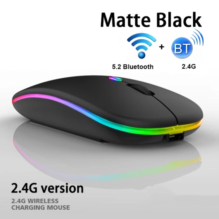 3 Keys RGB Backlit Silent Bluetooth Wireless Dual Mode Mouse  RTBD0424766801H​L