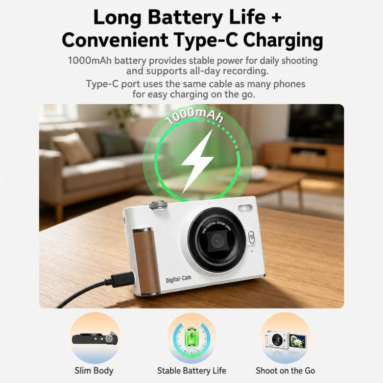 Flip-Screen Retro F2 CCD 56MP 2.7K Digital Camera With 8X Filters, Beauty Mode, And Auto Focus