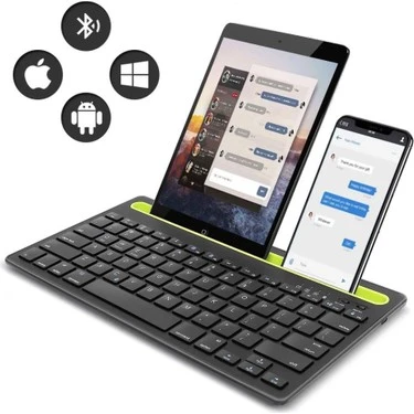 B908 Ultra-slim 78 Keys Bluetooth Wireless Keyboard with Concave Mobile Phone Holder (Black) WKB2206BC