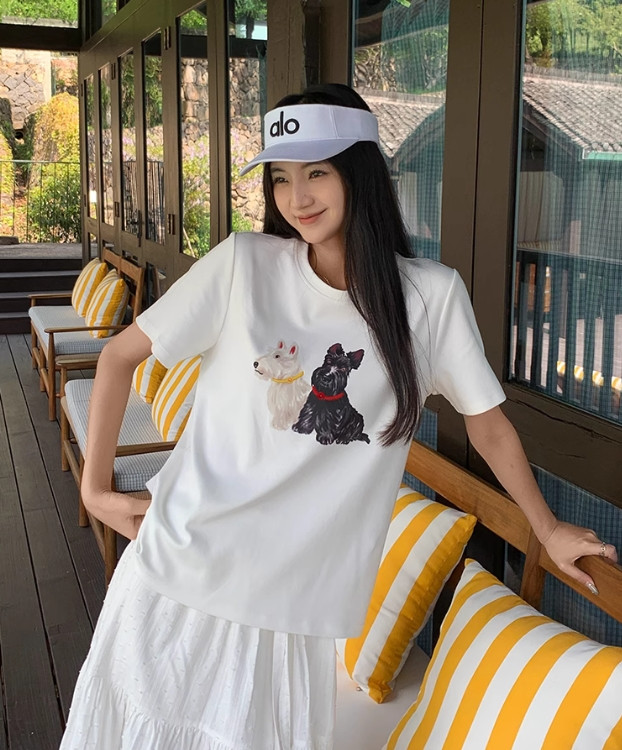 Pure cotton short-sleeved t-shirts, loose Korean style new mid-length short-sleeved tops, trendy ins style