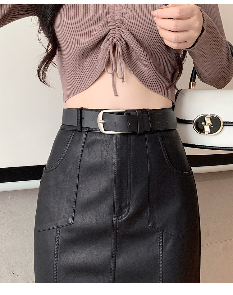 New Fishtail Skirt, High-Waisted Slimming Mid-Length Skirt, Over-the-Knee Bodycon Skirt, Leather Skirt, Long Skirt
