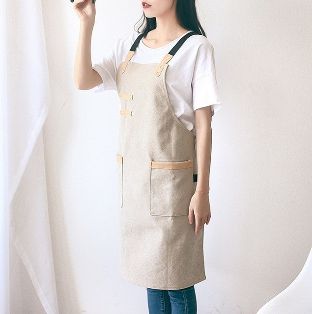Washed Canvas Apron Chef Cafe  GTBD0394007601AF
