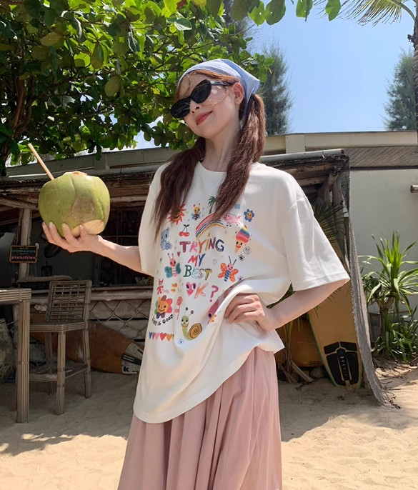 short-sleeved tops, trendy ins style. short-sleeved t-shirts