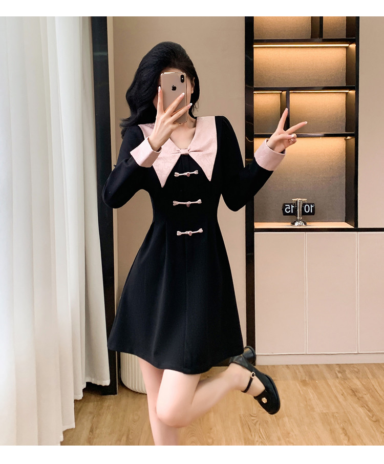 Fit Sweet Little Black Dress with Folded Buttons