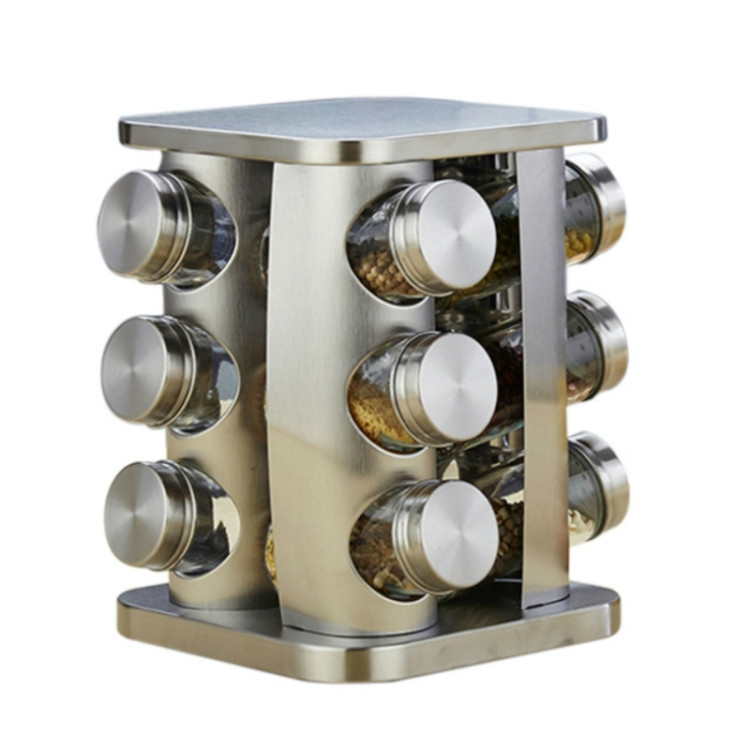 12 botte in one set Stainless Steel Canister Set with Turnable Holder HTBD0199948201AK