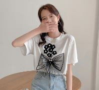 pure cotton short-sleeved t-shirts for women, loose Korean style