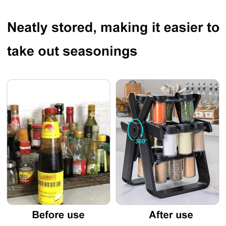 18-in-1 Rotating Ferris Wheel Kitchen Condiment Bottle Holder Set(Black)​ WTBD0604743301AA