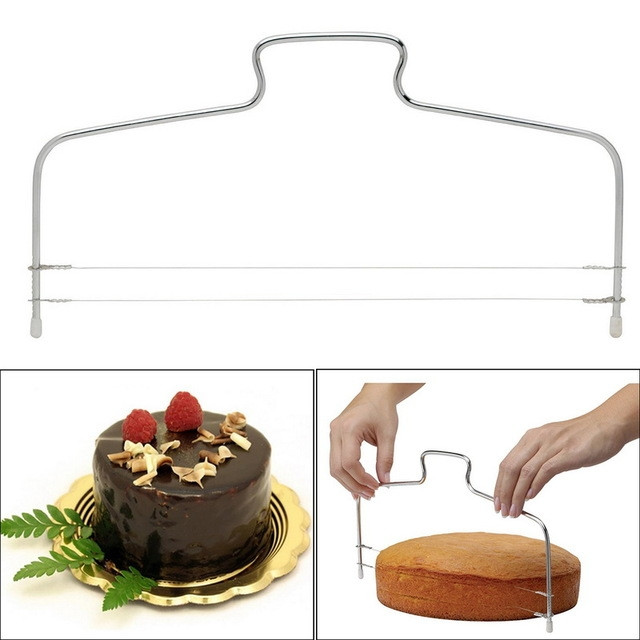 Stainless Steel Adjustable Wire Cake Cutter Slicer Leveler DIY Cake Baking Tools(Doule Wire Cutter) GTBD055546301AQ