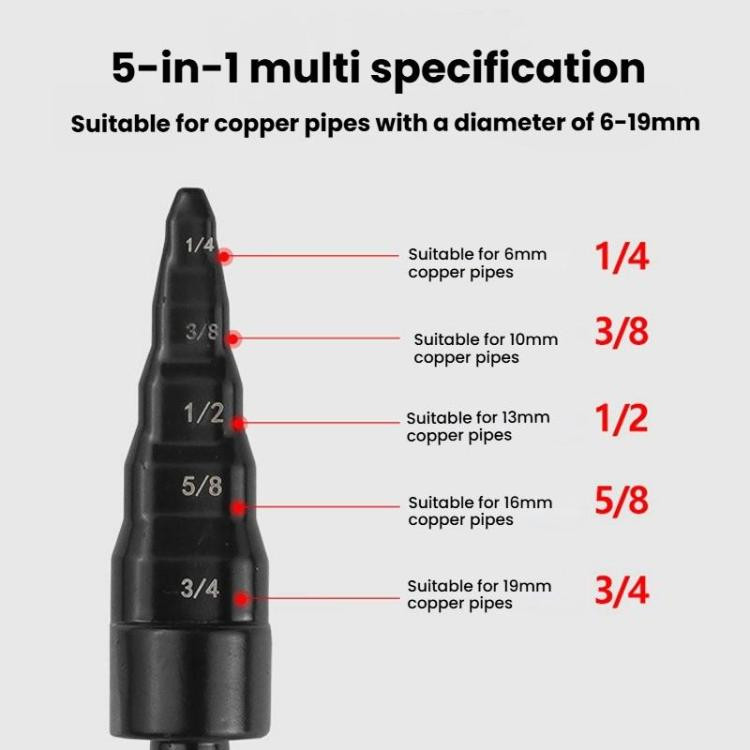 5-in-1 HVAC Tube Expander Tool for 1/4 - 3/4 inch Copper Pipes Electric Drill-Compatible Flaring Kit RTBD0606114201AG