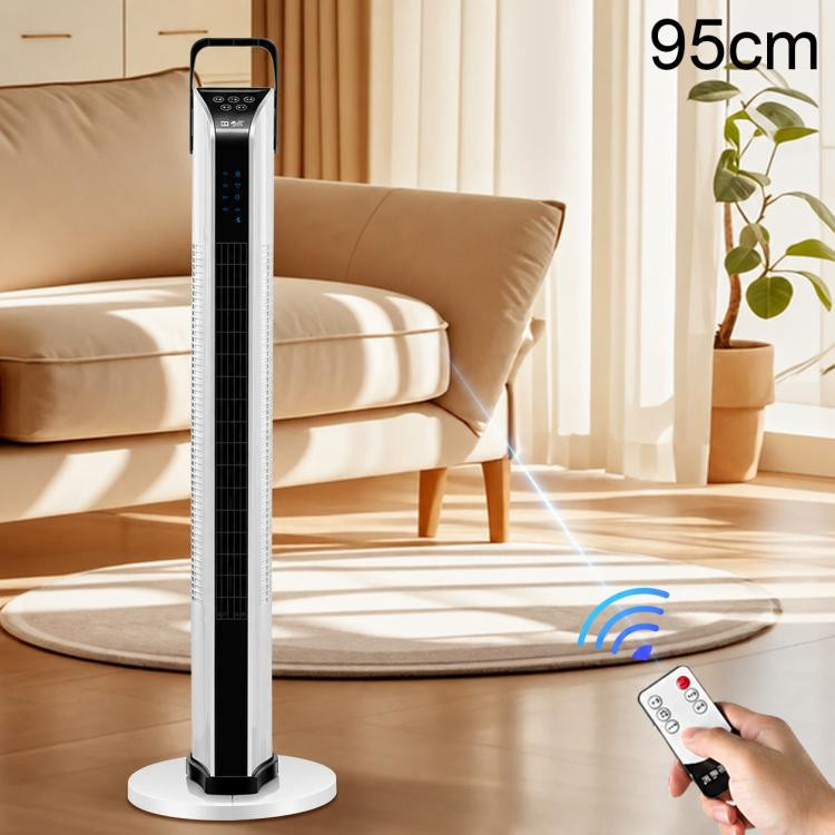 Handle Floor Bladeless Tower Fan, 95cm with remote controller Tall Manual Control Fan(Black White)