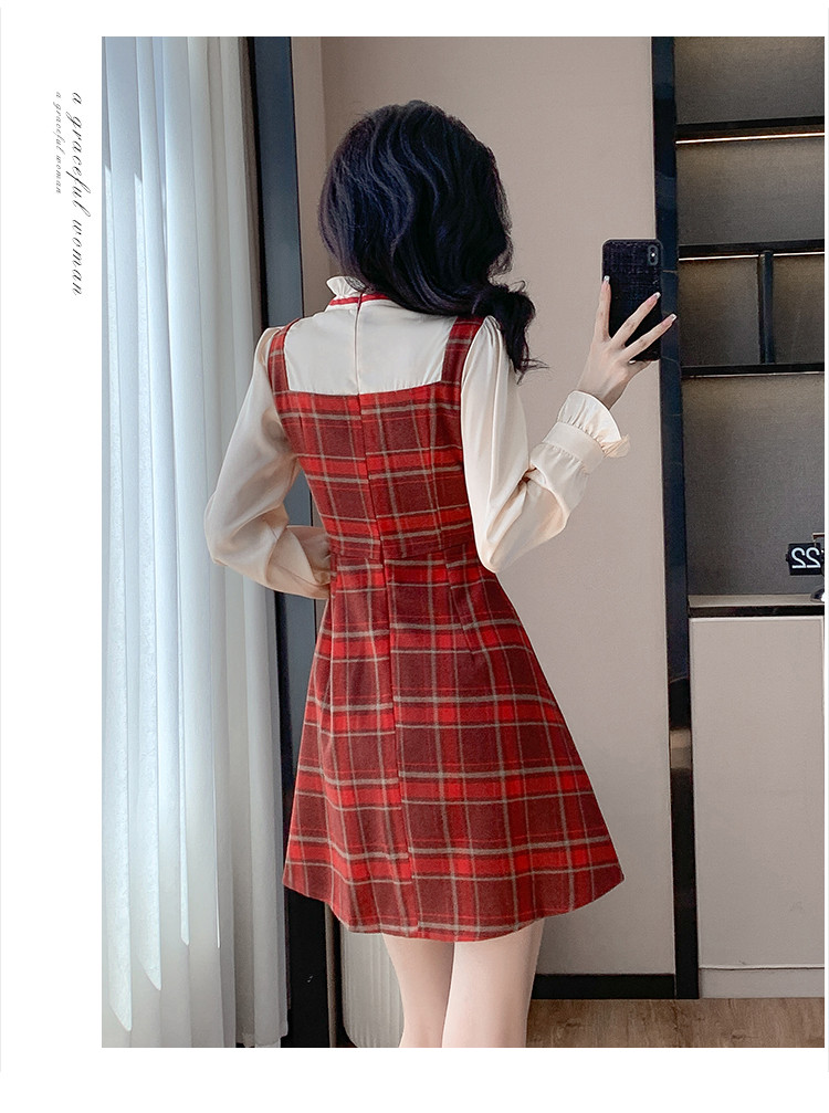 plaid suspender dress with a Hepburn-inspired A-line skirt
