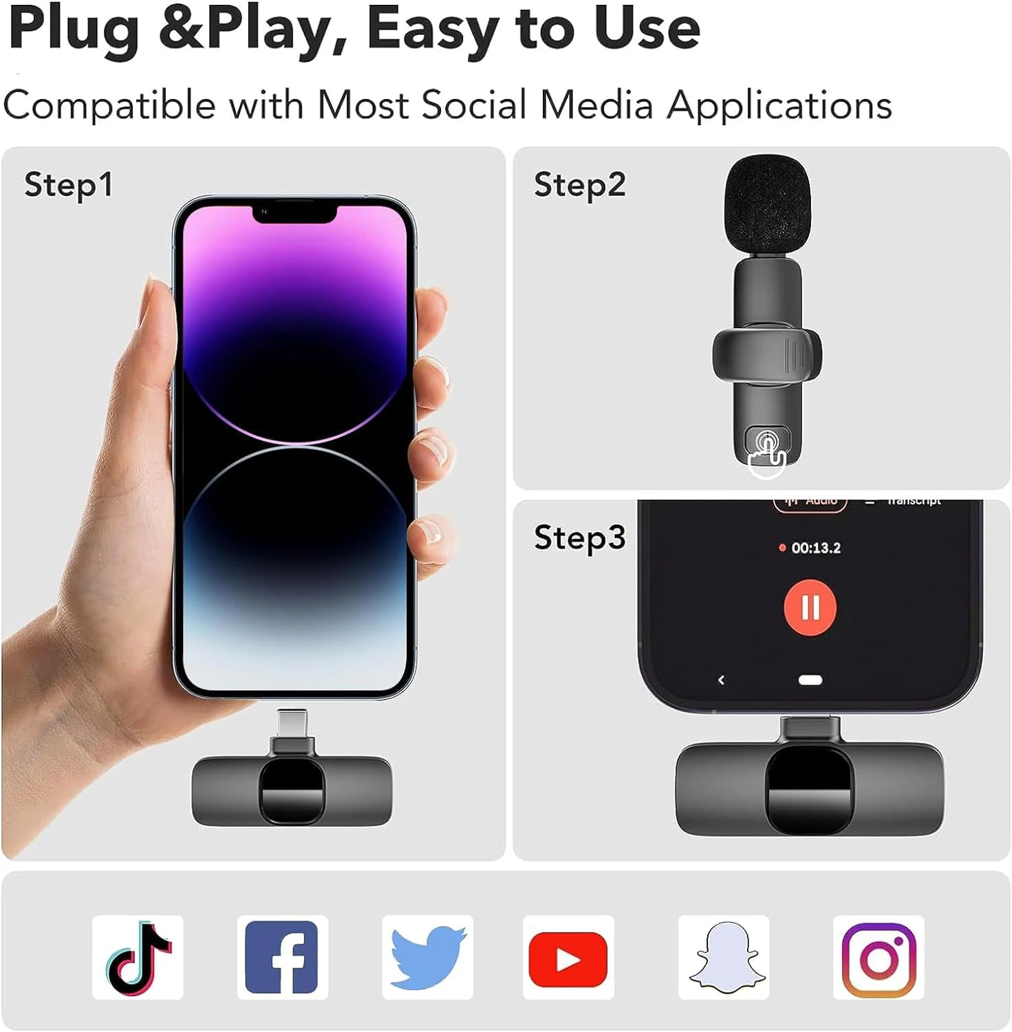 LT07 8 Pin Interface Mini Wireless Lavalier Microphone SMCP0304B