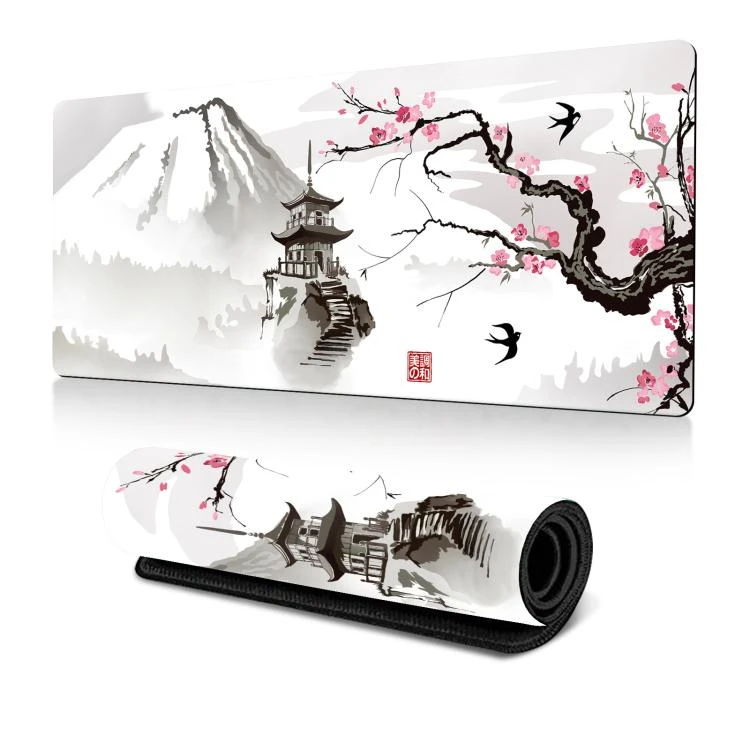 300x600x2mm Ink Painting Cherry Blossom Rubber Non-Slip Mouse Pad Desk Mat(Pattern 1) ATBD0605627301AD