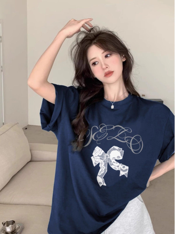 pure cotton short-sleeved t-shirts for women, loose Korean style
