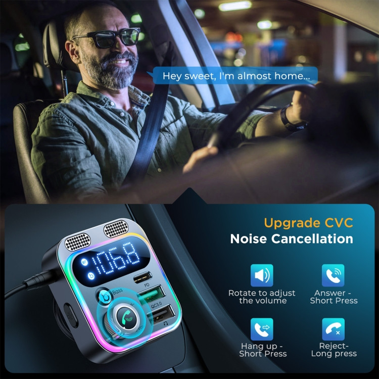 JR-CL16 48W Bluetooth 5.0 Car Wireless FM  FEDA003482301A STransmitter(Silver) REDA003482301AD