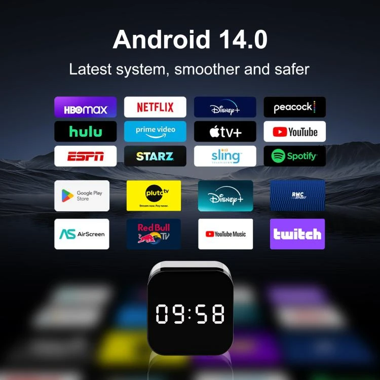 8K UHD Android 14 Smart TV Box with Remote Control, 4GB+32GB, Allwinner H728 Octa-Core(EU Plug) REDA007687602AB