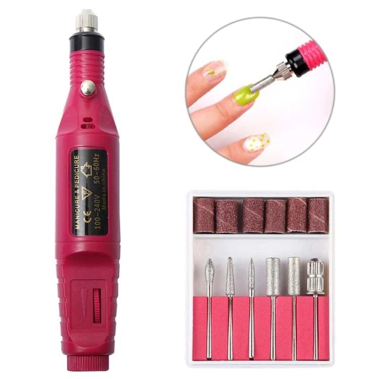 1 Set Power Professional Electric Manicure Machine Pen Pedicure Nail File Nail Tools 6 bits Drill Nail Drill Machine DTBD0193479601DF
