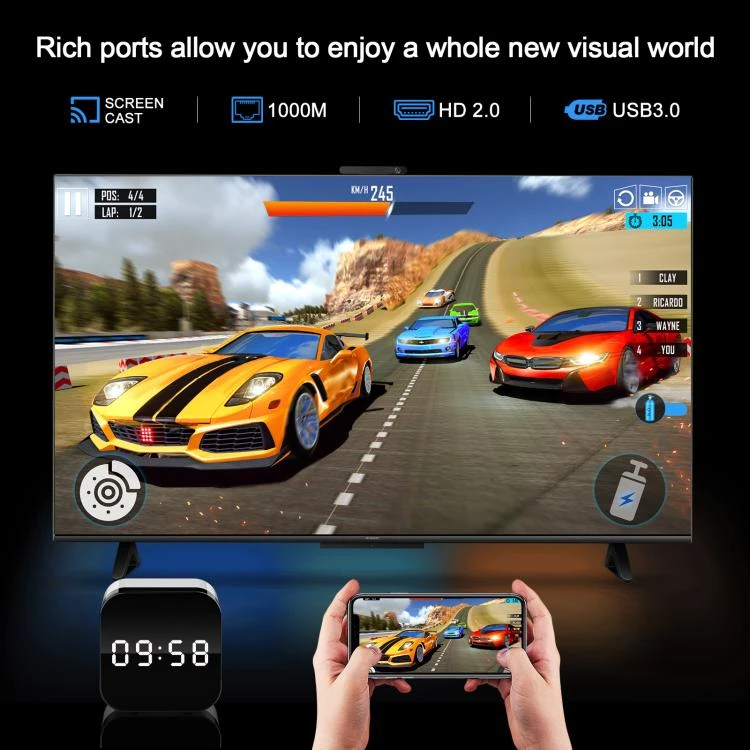 8K UHD Android 14 Smart TV Box with Remote Control, 2GB+16GB, Allwinner H728 Octa-Core(EU Plug) REDA007687601AB