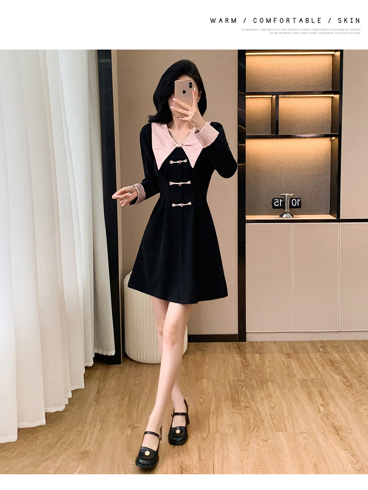 Fit Sweet Little Black Dress with Folded Buttons