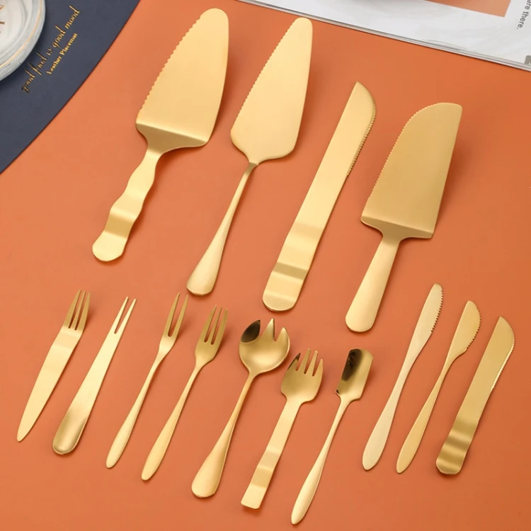 14pcs /Set Stainless Steel Cake Moon Cake Knife Fork Dessert Cake Baking Tools FTBD0603837001S