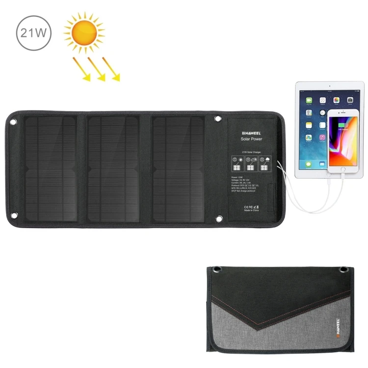 21W Foldable Solar Panel Charger with 5V 3A Max Dual USB Ports EHWL2703G
