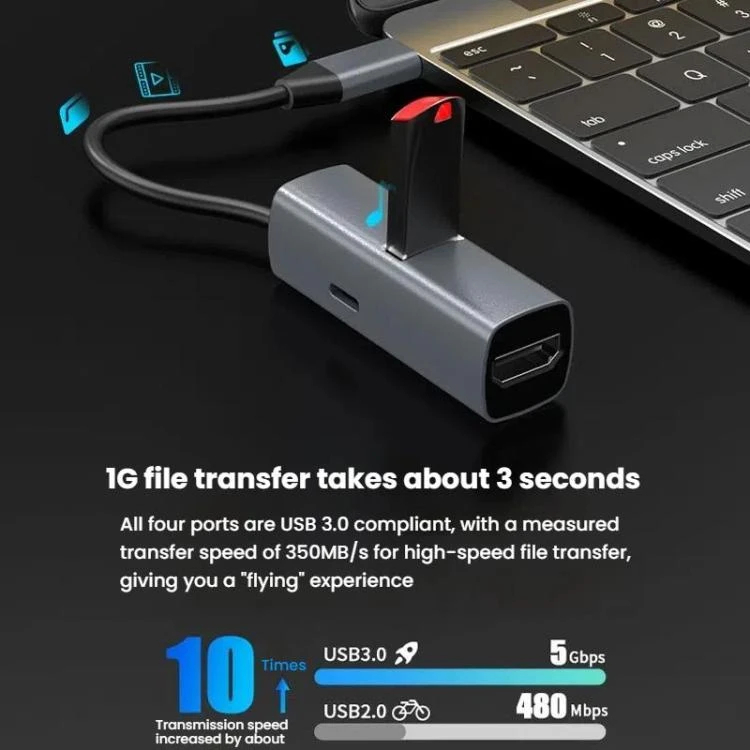 USB3.0+PD+HDMI 3 In 1 Docking Station 4K Projector Adapter DTBD0605874501AG