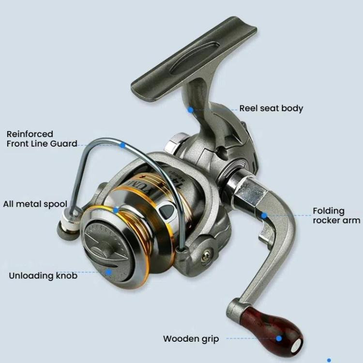 Mini Spinning Reel for Rock/Ice/Raft/Lure Fishing, 5.2:1 Gear Ratio​​  DTBD0606079801R
