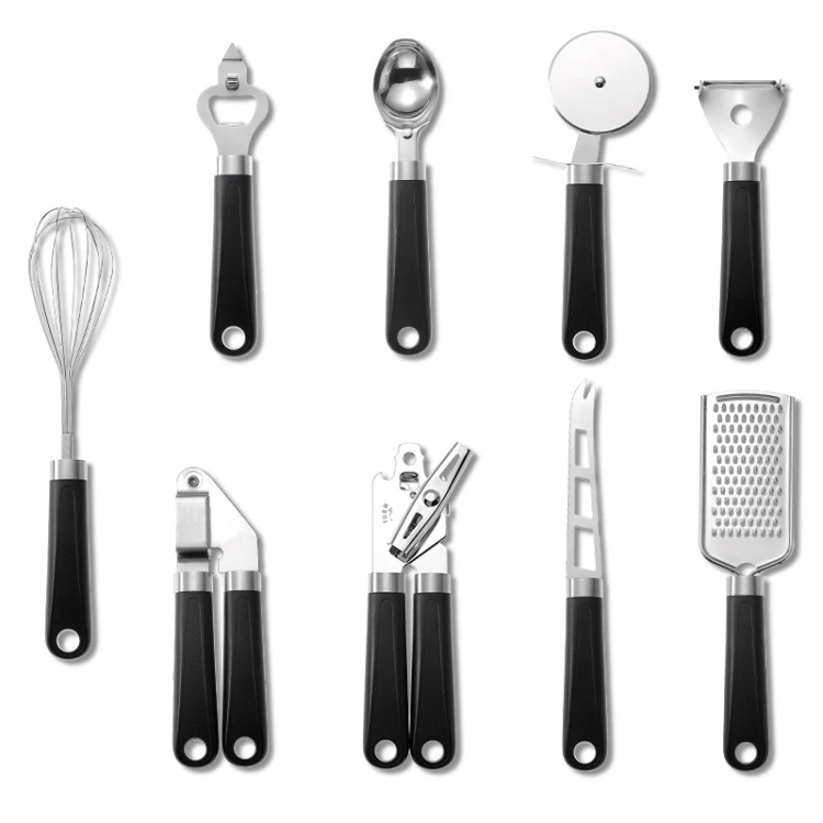 9 in 1 Plastic Handle Stainless Steel Kitchen Utensils Household Gadget Set HTBD0562971801BG