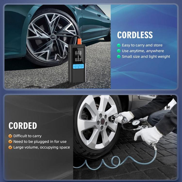 12V Portable Air Pump for Car Motorcycle Tires (Black) DCAR4873BH