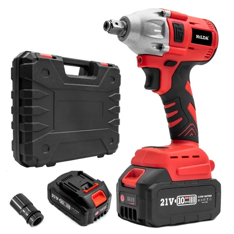 Motorized Wrenches Lithium Repair Parts With 22mm Socket, US Plug, Model: Red With 2 Battery+1 Charger(3000mAh) BTBD0604046608G