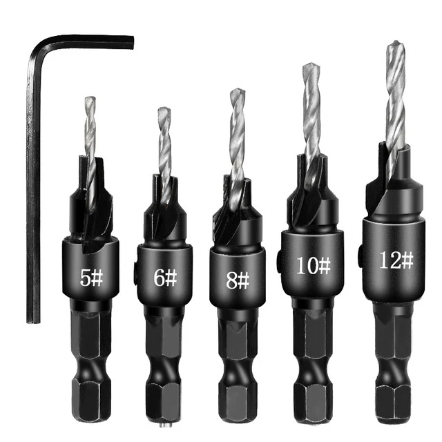 5 PCS/Set Countersink Woodworking Drill Bit Set Hexagon Screw Hardware Tool RTBD051564801BG